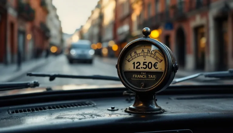Compteur de taxi en fonctionnement à Clermont-Ferrand affichant le tarif.