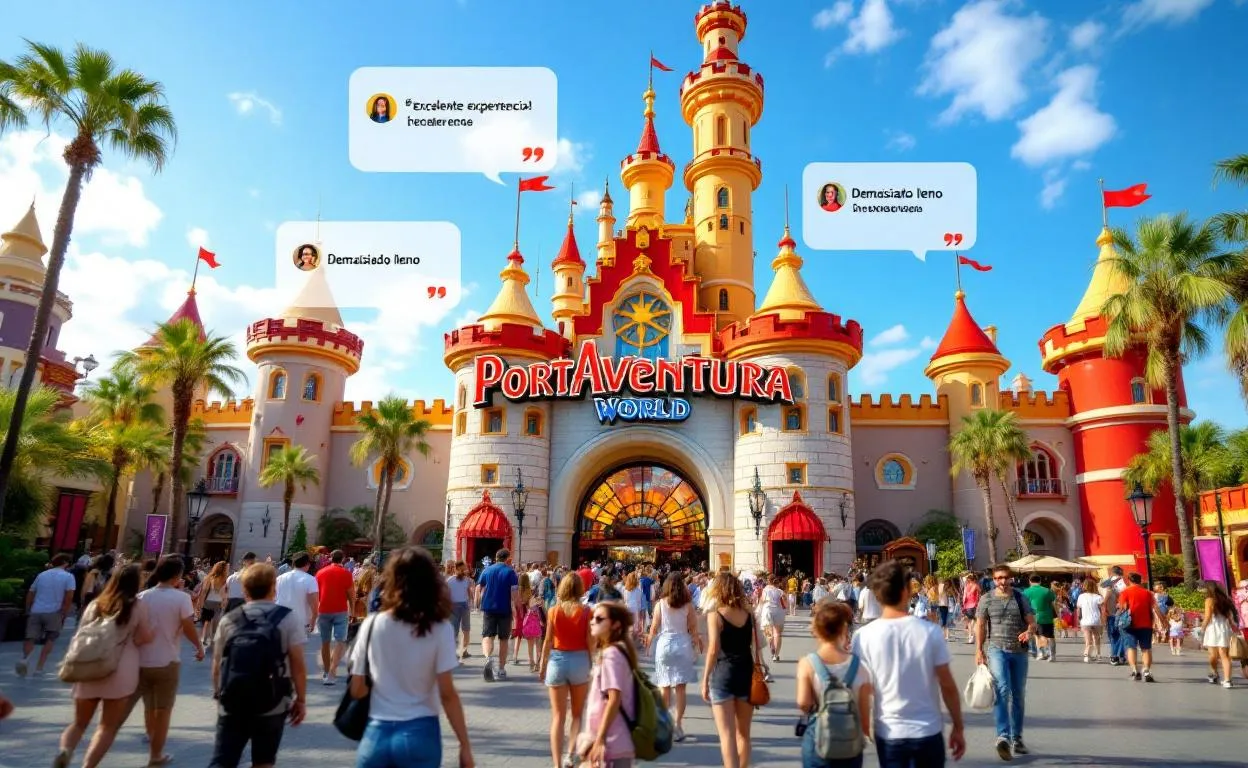 Entrée féerique de PortAventura ornée de sculptures colorées et de motifs enchanteurs.