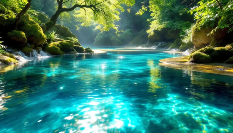 Oasis aquatique entourée d'une forêt luxuriante et verdoyante.