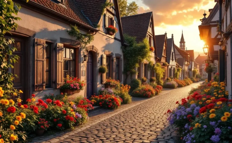Rues pavées et maisons colorées de Kretz, offrant un charme pittoresque.
