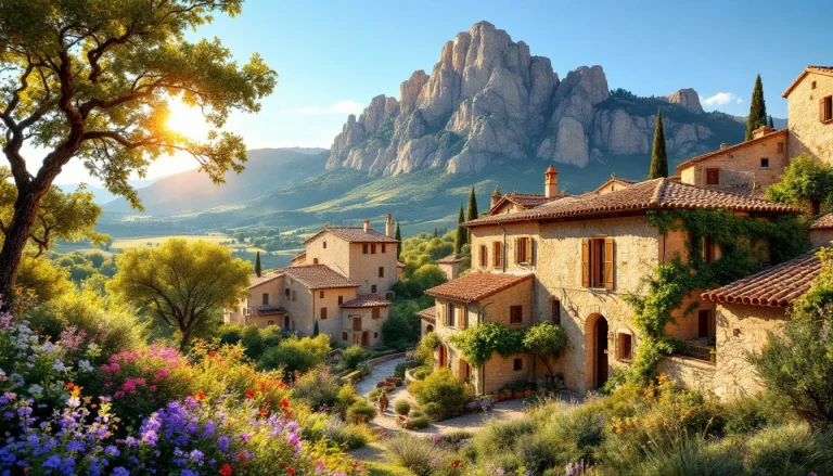 Des villages pittoresques nichés au pied du Mont Ventoux, entourés de paysages vallonnés.